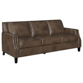 Coaster Leaton Upholstered Recessed Arms Sofa Brown Sugar Model 509441
